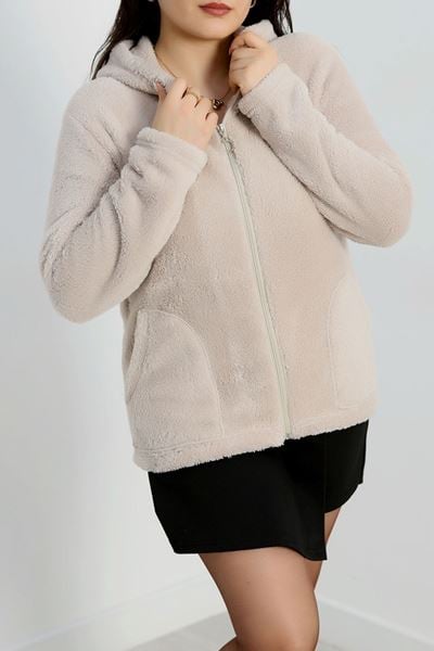 Welsoft Kumaş Kapşonlu Battal Ceket Taş - 70749.107.