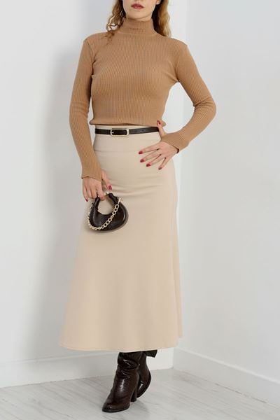 Çan Kesim Zra Krep Etek Bej - 30784.1865.