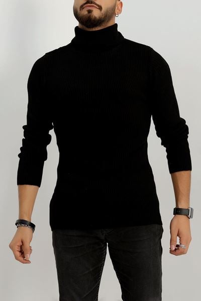 Balıkçı Yaka Erkek Triko Siyah - 70781.1766.