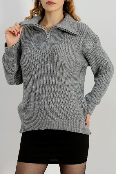 Dik Yaka Triko Gri - 31055.1766.