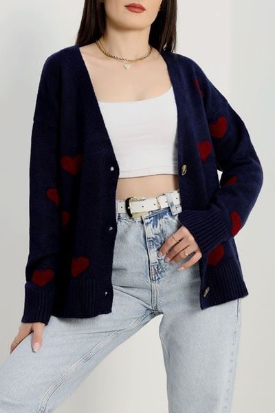 Şardonlu Kalp Desenli Hırka Laci - 31063.1766.