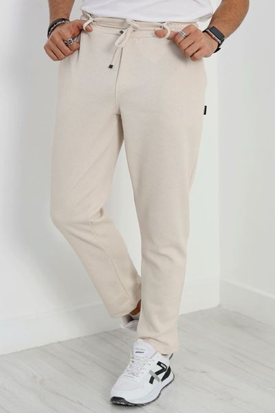 Düz Paça Pike Erkek Eşofman Altı Bej - 42216.1937.