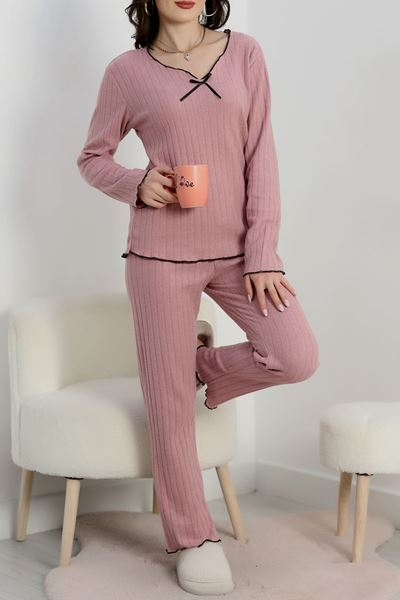 Fitilli İnterlok Kurdeleli Pijama Takımı Pembe - 70796.1048.