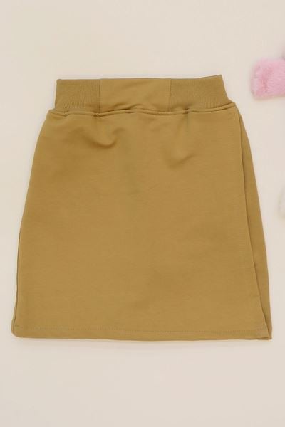 11-15 Yaş İki İplik Beli Lastikli Kompak Penye Şort Etek Bej - 90233.2032.