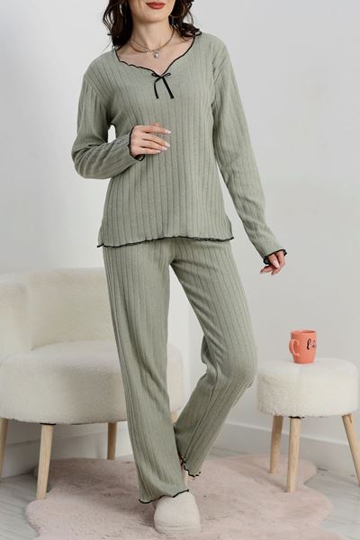 Fitilli İnterlok Kurdeleli Pijama Takımı Çağla - 70796.1048.