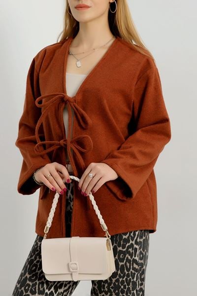 Önü Bağcıklı Kaşe Hırka Tarçın - 70995.1775.