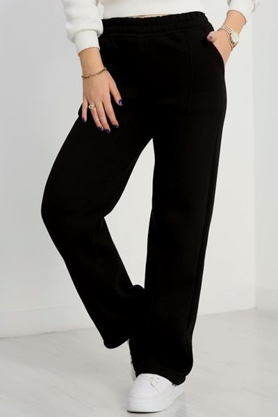 3 İplik Önü Çımalı Eşofman Altı Siyah - 42520.1878.