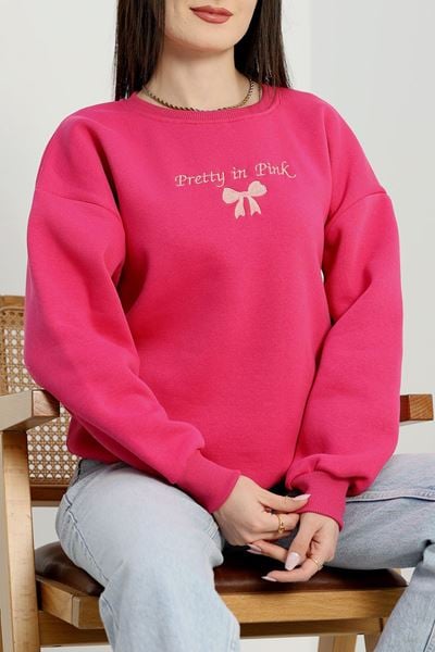 3 İplik Bisiklet Yaka Sweat Pembekoyupembe - 42242.1878.