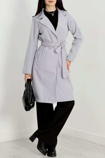 Kuşaklı Bondit Trençkot Griçizgili - 7574.179.