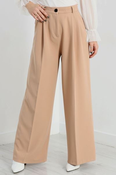 Double Kumaş Palazzo Pantolon Sütlükahve - 90158.1920.