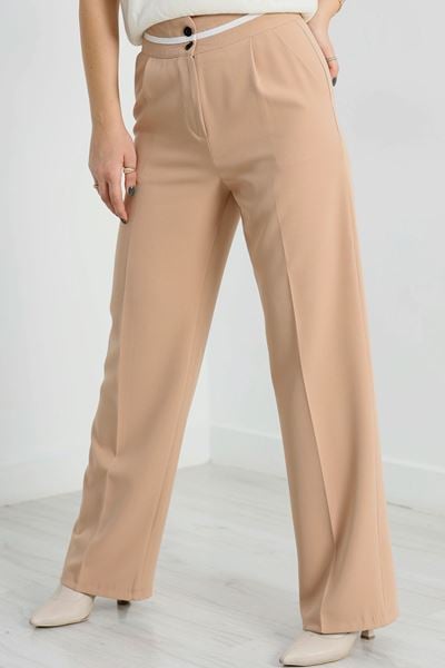 Tek Pile Ekstraforlu Palazzo Pantolon Sütlükahve - 50054.1920.