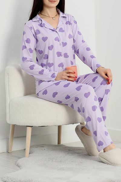 Soft Milan Düğmeli Pijama Takımı Morkalp - 7511.1287.