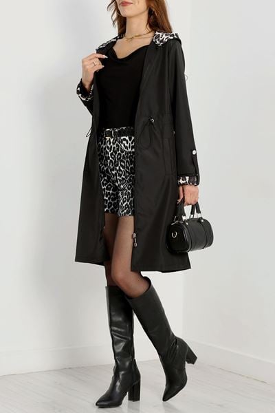 Astarsız Bel Lastikli Trençkot Siyah - 31136.147.