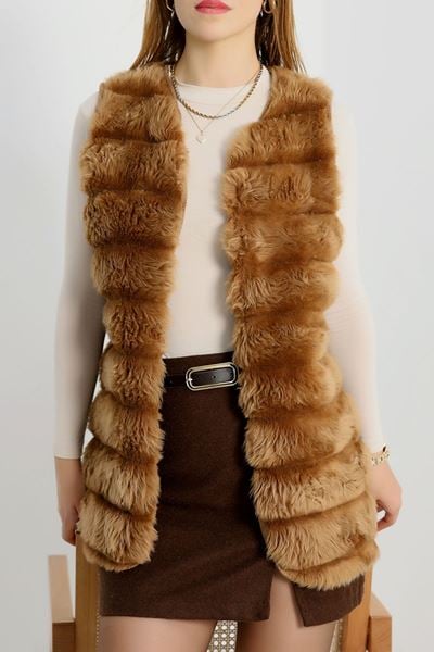 Kürk Görünümlü Yelek Camel - 80899.107.