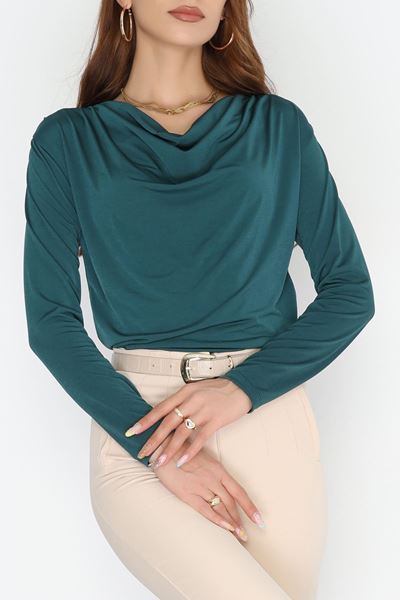 Degaje Yaka Sandy Bluz Koyuyeşil - 70688.1949.