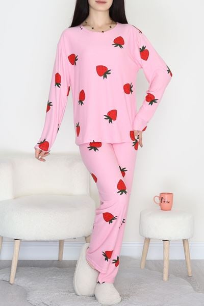 Süet Alt Üst Aynı Pijama Takımı Pembe - 118.1287.