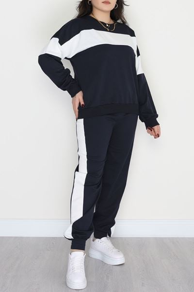 Garnili 2 İplik Büyük Beden Eşofman Takımı Lacivert - 50783.1857.