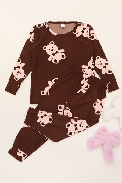 3-14 Yaş Süet Manşetli Alt Üst Aynı Takım Kahveayı - 410.1287.