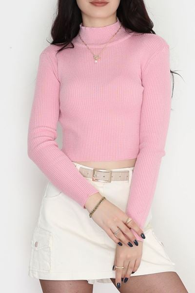 Yarım Balıkçı Yaka Triko Pembe - 4049.2043.