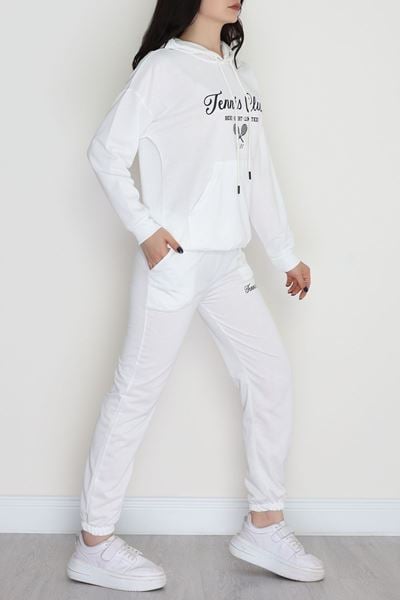 2 İplik Baskılı Eşofman Takımı Ekru - 31310.1878.