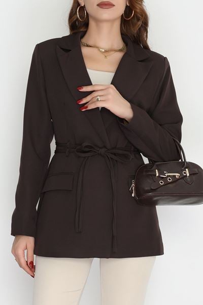 Astarlı Bağlamalı Blazer Ceket Kahve - 31452.1397.