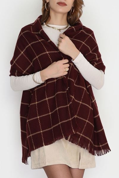 Desenli Kaşe Şal Bordovizon - 70811.750.