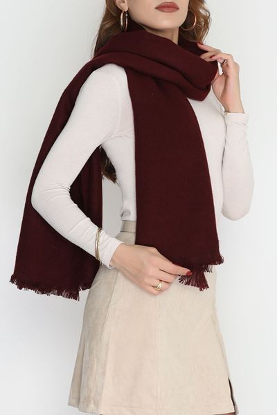 Desenli Kaşe Şal Bordo - 70811.750.