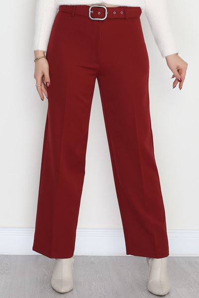 Kemerli Palazzo Pantolon Bordo - 24194.683.