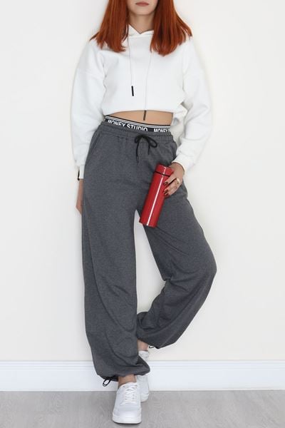 Bel Detaylı 2 İplik Eşofman Altı Antrasit - 70169.1857.