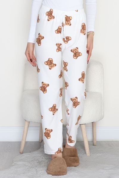 Desenli Süet Pijama Altı Beyazayı - 103.1287.