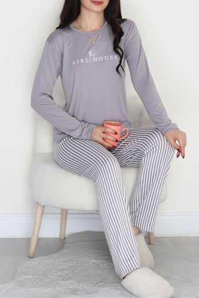 Soft Milan Enjeksiyon Baskılı Pijama Takımı Gribeyaz - 664.1287.