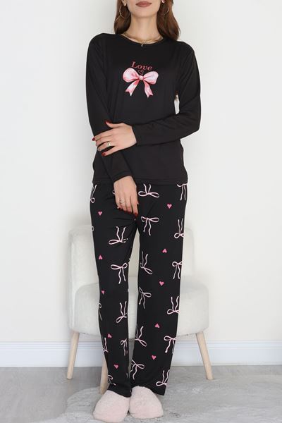 Soft Milan Enjeksiyon Baskılı Pijama Takımı Siyahfiyonk - 664.1287.