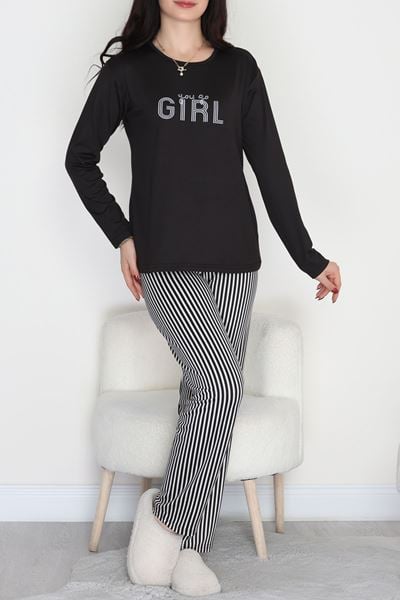 Soft Milan Enjeksiyon Baskılı Pijama Takımı Siyahbeyaz - 664.1287.