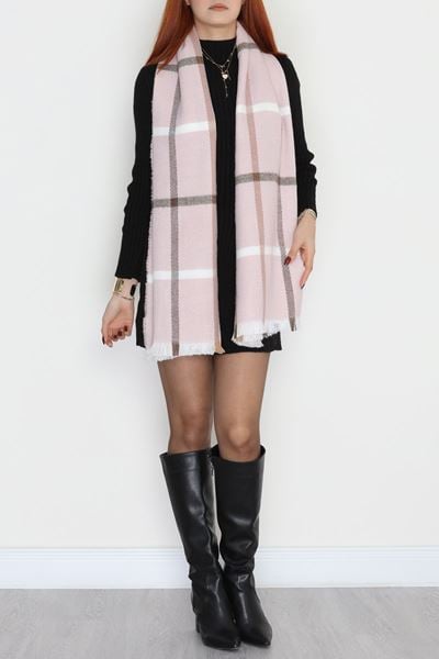 Desenli Kaşe Şal Pembekahve - 70811.750.