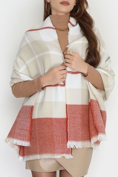 Desenli Kaşe Şal Kiremitvizon - 70811.750.