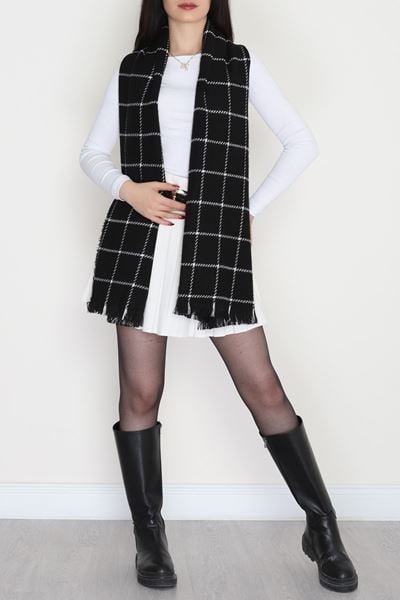 Desenli Kaşe Şal Siyahbeyaz3 - 70811.750.