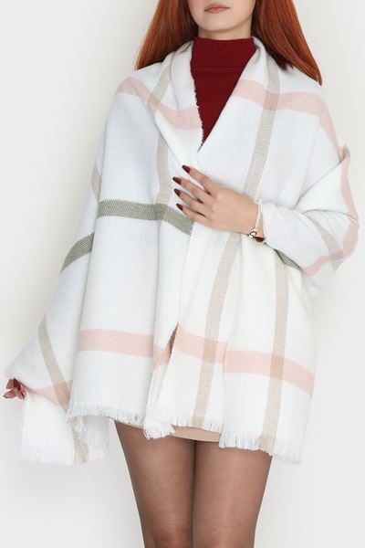 Desenli Kaşe Şal Ekruhaki - 70811.750.