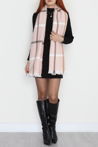 Desenli Kaşe Şal Tozpembe - 70811.750.