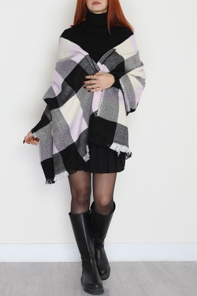 Desenli Kaşe Şal Siyahpudra - 70811.750.