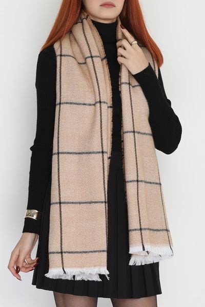 Desenli Kaşe Şal Bejsiyah2 - 70811.750.