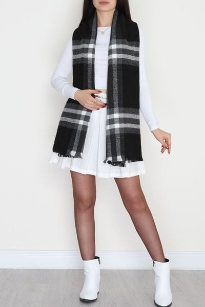 Desenli Kaşe Şal Siyahgri - 70811.750.