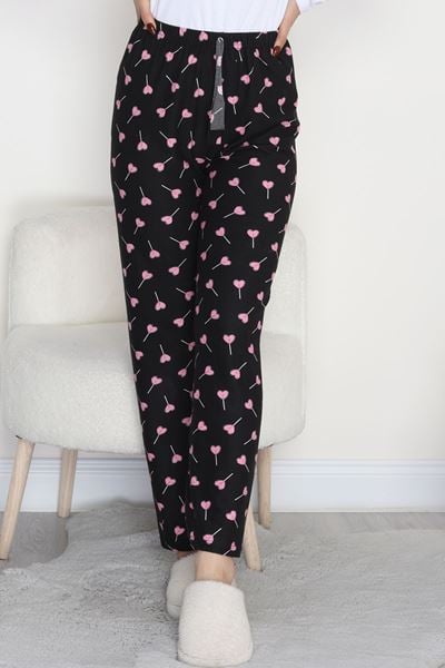 Desenli Süet Pijama Altı Siyahpembekalp - 103.1287.