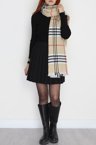 Desenli Kaşe Şal Bejsiyah1 - 70811.750.