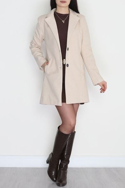 85 Cm Astarlı Kaşe Kaban Bej - 90037.1839.