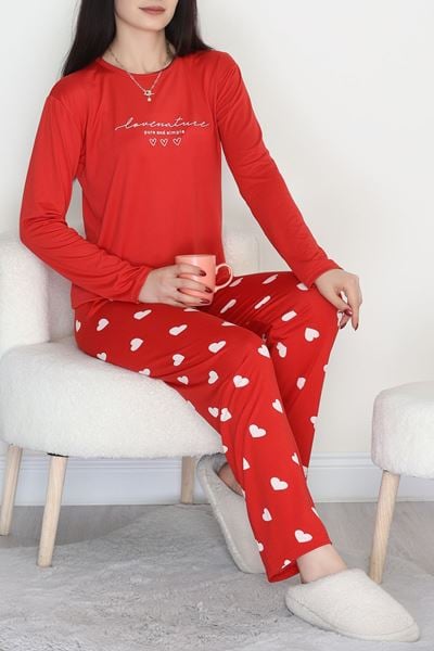 Soft Milan Enjeksiyon Baskılı Pijama Takımı Kırmızıkalp - 664.1287.