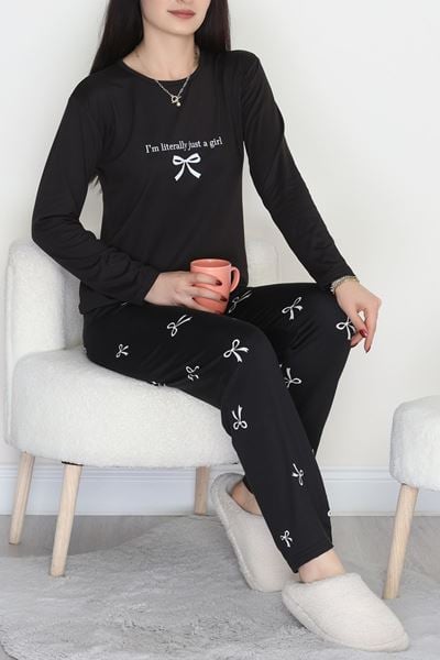 Soft Milan Enjeksiyon Baskılı Pijama Takımı Fiyonklusiyah - 664.1287.