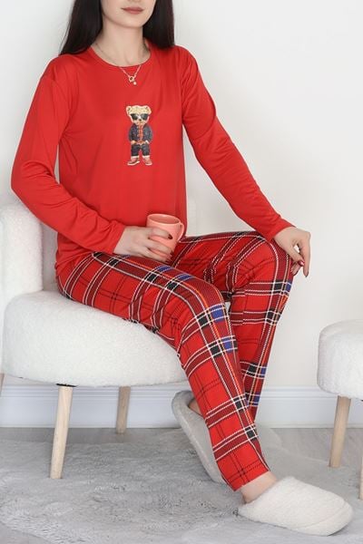 Soft Milan Enjeksiyon Baskılı Pijama Takımı Kırmızıekose - 664.1287.