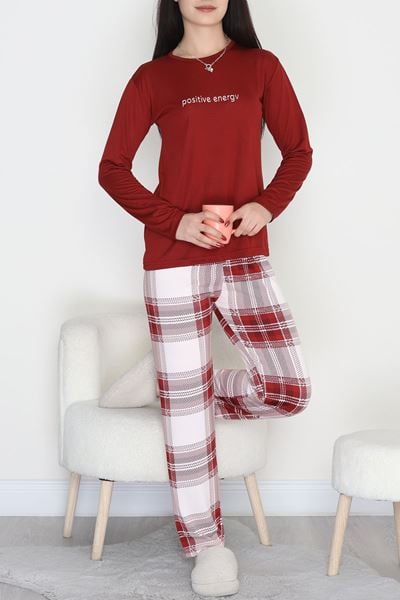 Soft Milan Enjeksiyon Baskılı Pijama Takımı Bordoekose - 664.1287.