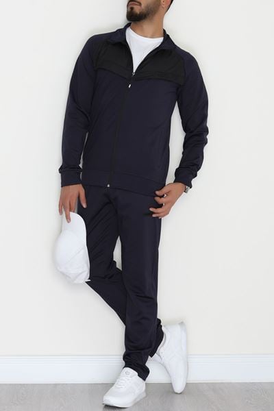 Önü Parçalı Dalgıç Erkek Eşofman Takımı Lacivert - 42536.1937.