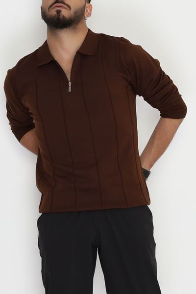 Polo Yaka Erkek Triko Sweat Kahve - 42529.2052.